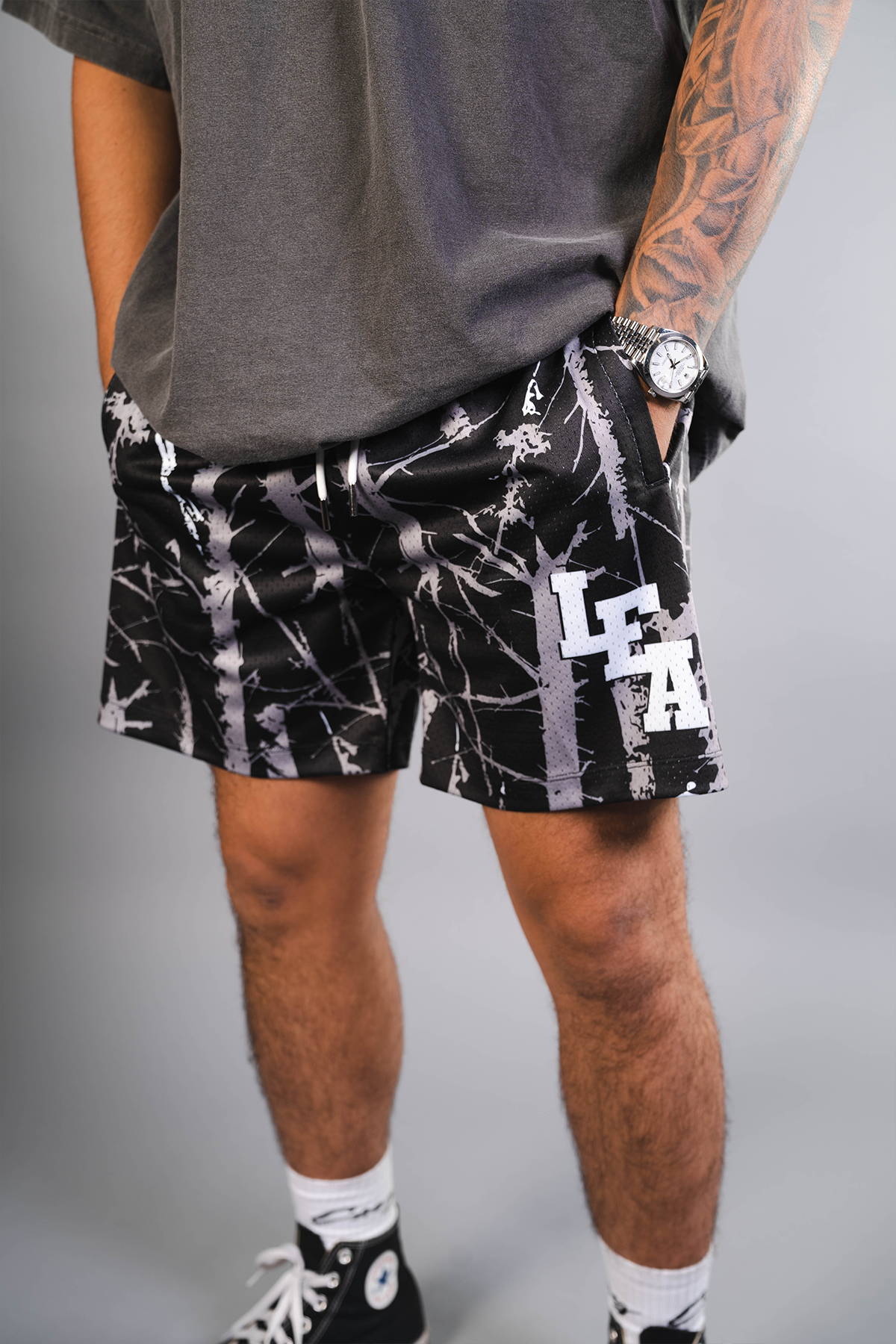 "RAGE" BLACK MESH SHORTS